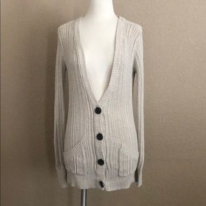 Cream/Tan Button Sweater Cardigan with Pockets